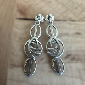 VTG CJL Carrick Celtic Stud Dangle Earrings 1.375 Inch Scotland‎ Sterling 2.7g